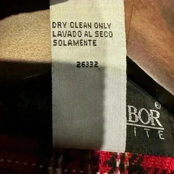 Vtg Sag Harbor‎ Blazer Women’s 8 Red/Black Tarton Plaid Wool Velvet Suit Jacket - Picture 8 of 9